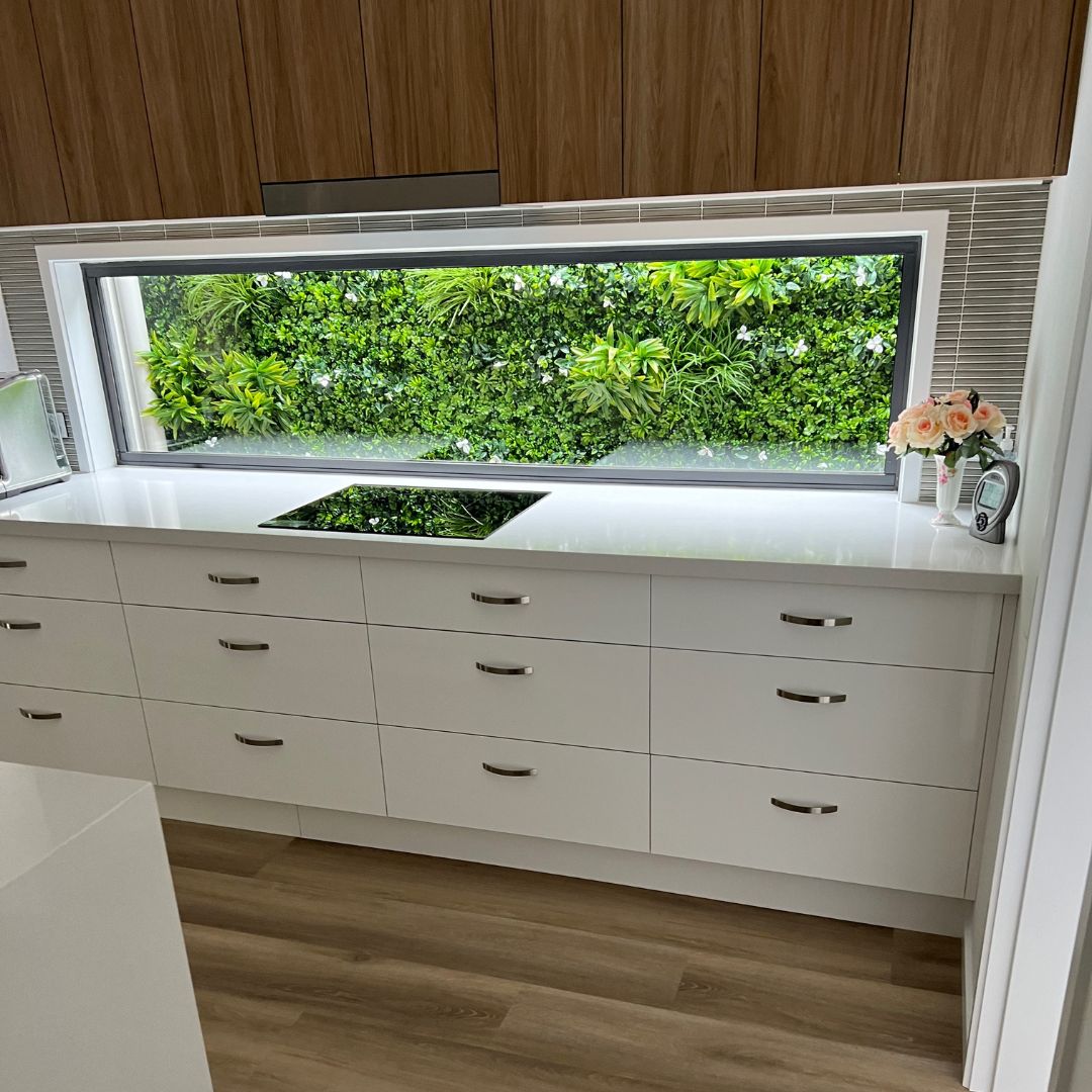 artificial garden wall  plant wall fake plants green wall plant panel plant screen plant screening splash back window