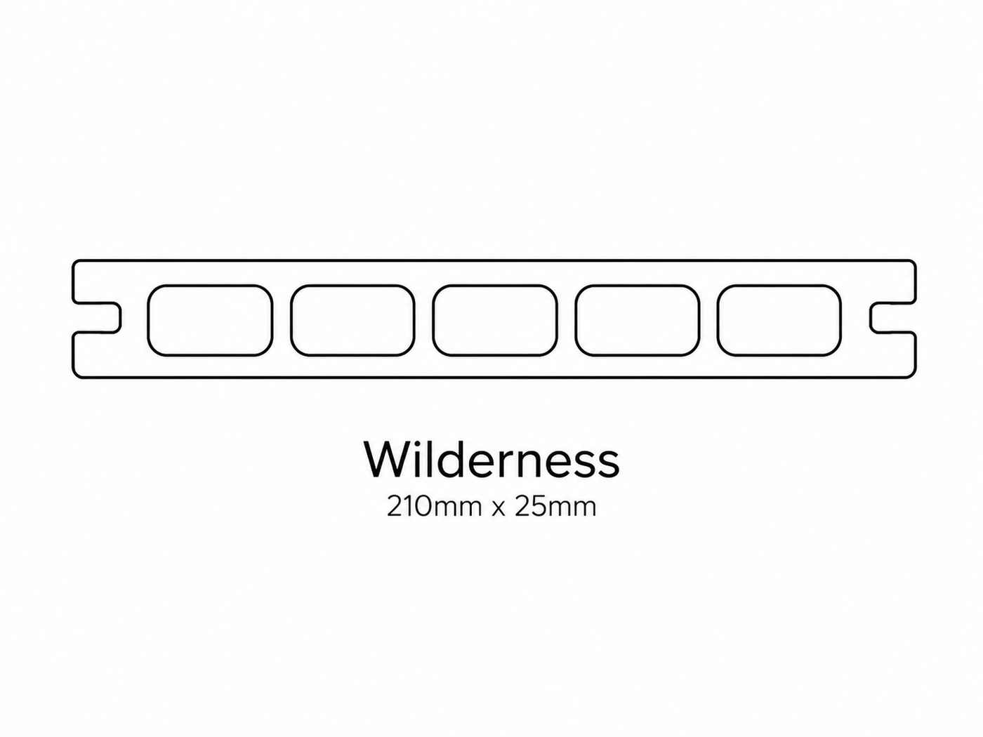 Side profile of the Wilderness composite decking board