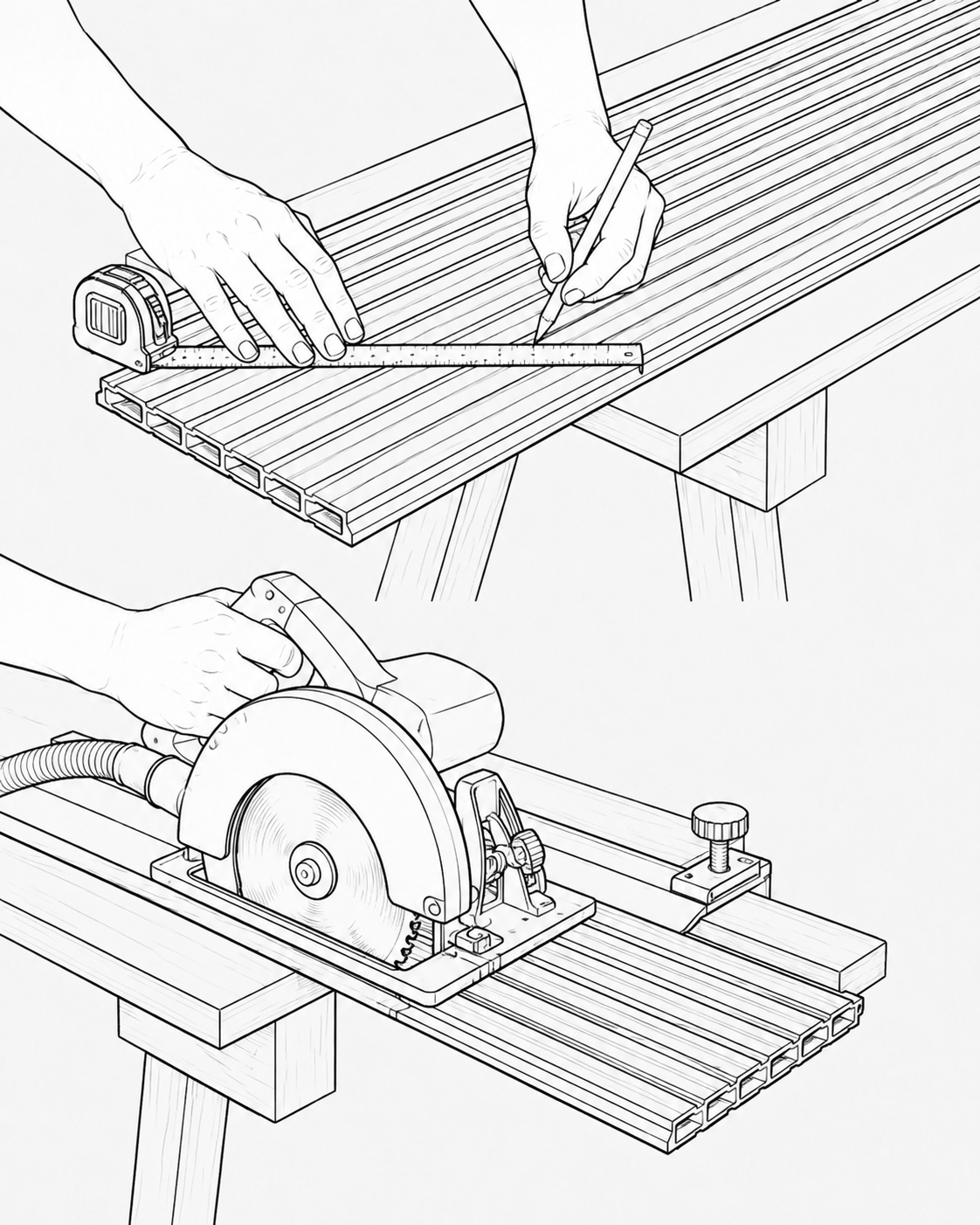 Prepare and cut your cladding boards - measuring, marking and cutting composite cladding board