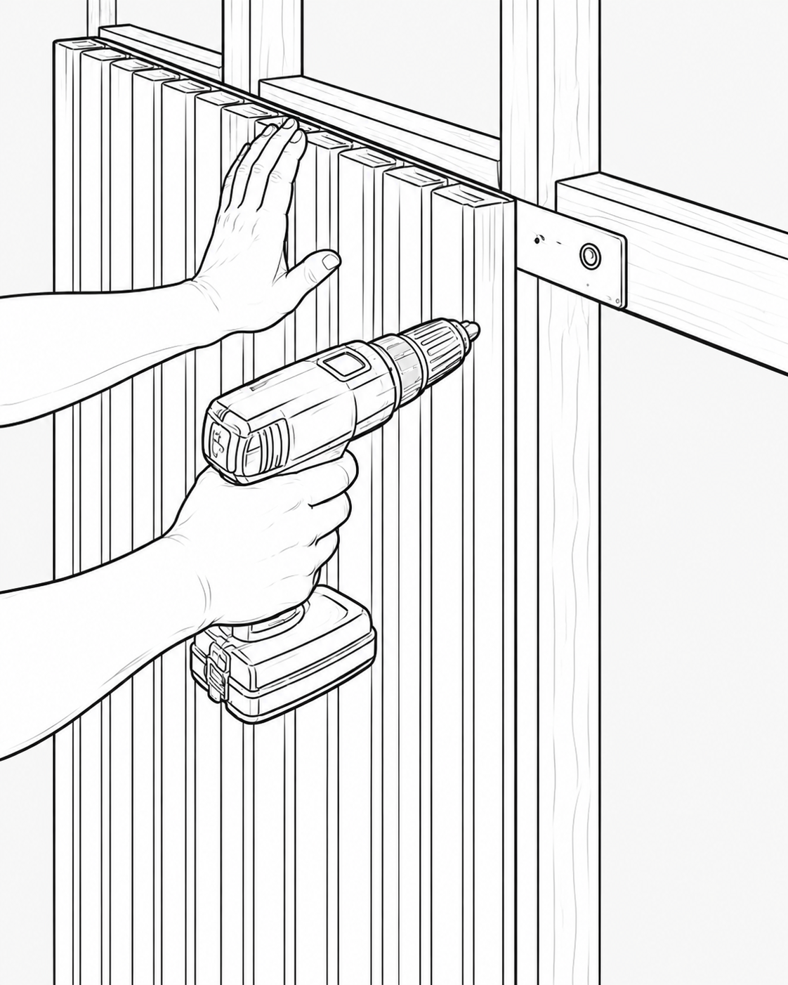 Install the first cladding board - Board fixing detail