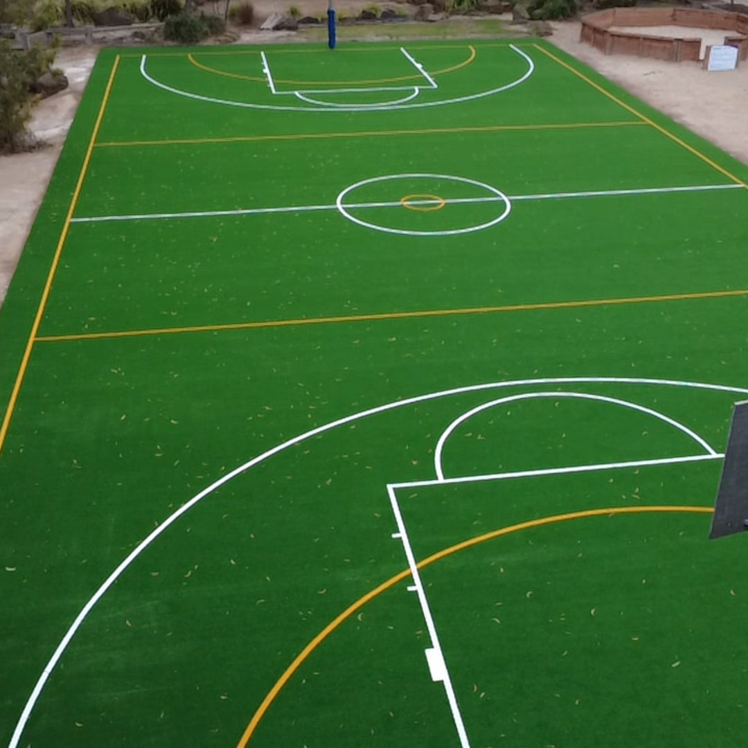 artificial grass basketball court school