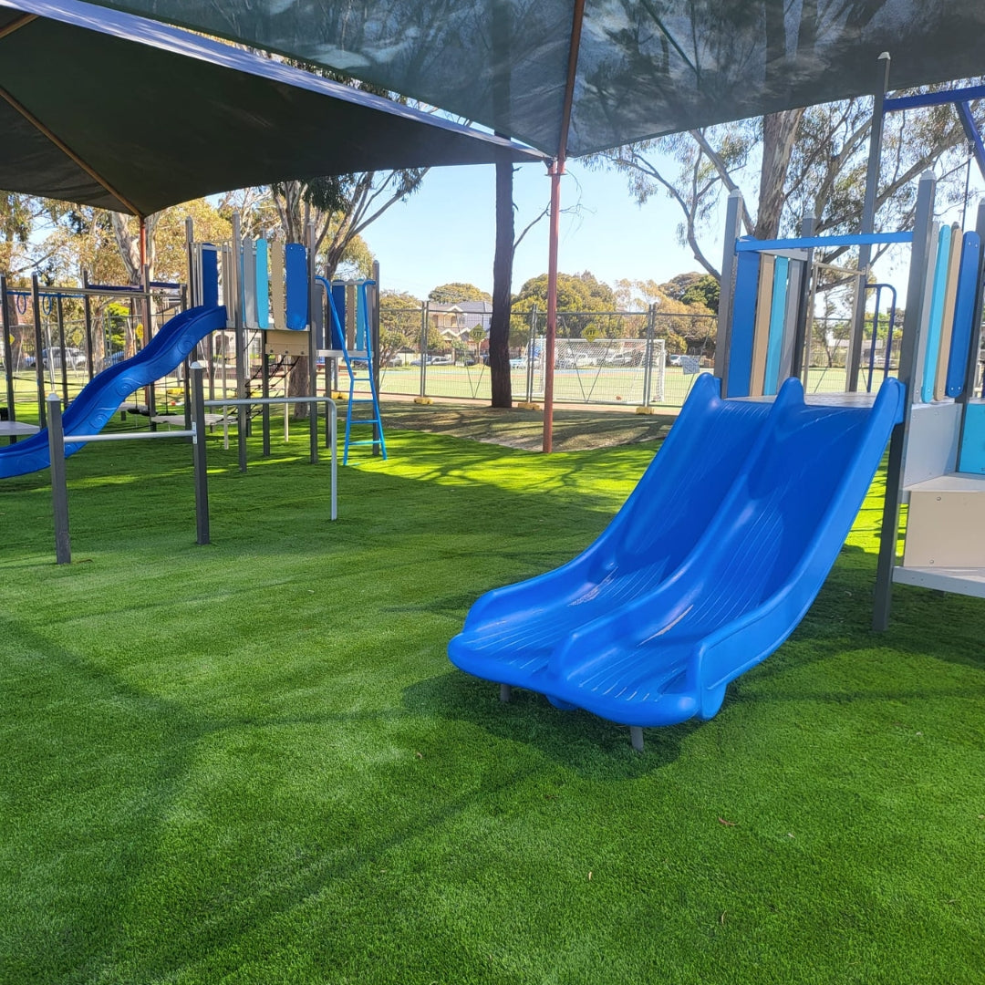 aged car facility fake grass