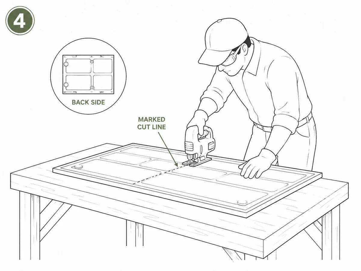 Step 4 cut from the rear of the panel guide
