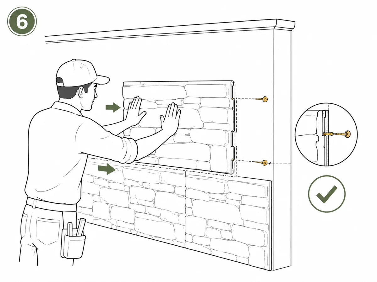 Step 6 press panel into place and mechanically secure guide