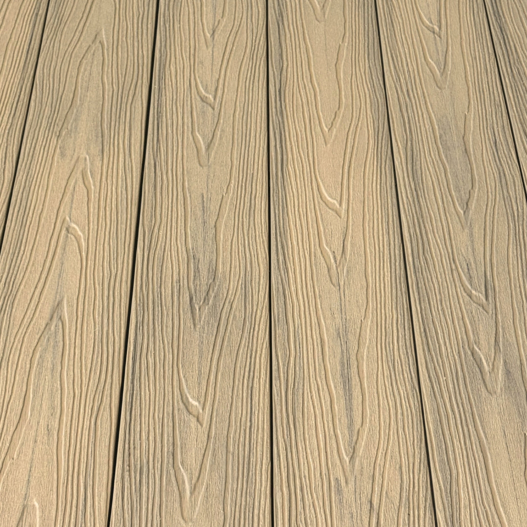 light coloured maple composite decking