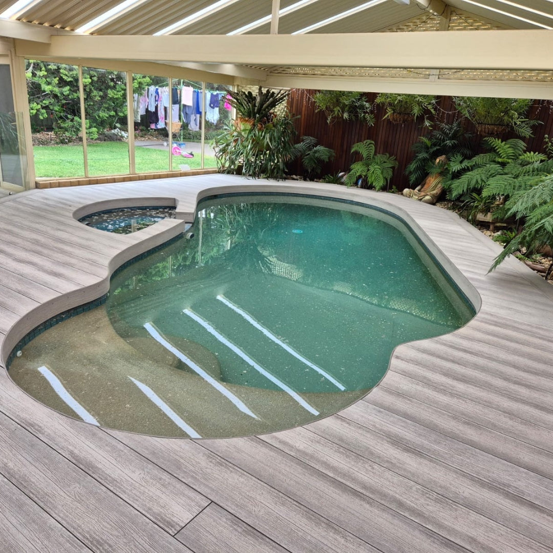 composite decking swimming pool