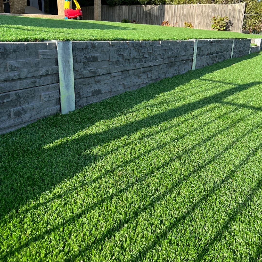 Deluxe 40 artificial grass installed in a backyard
