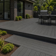 black composite decking outdoor entertaining area