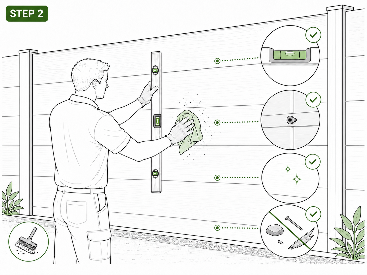 Step 2 preparing and checking an artificial garden wall installation surface