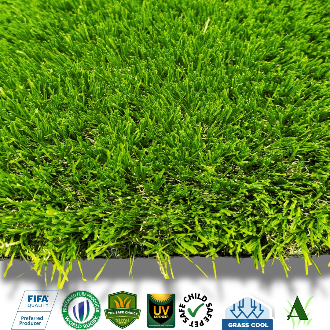Kastle Kool 40 refined olive artificial grass front angle