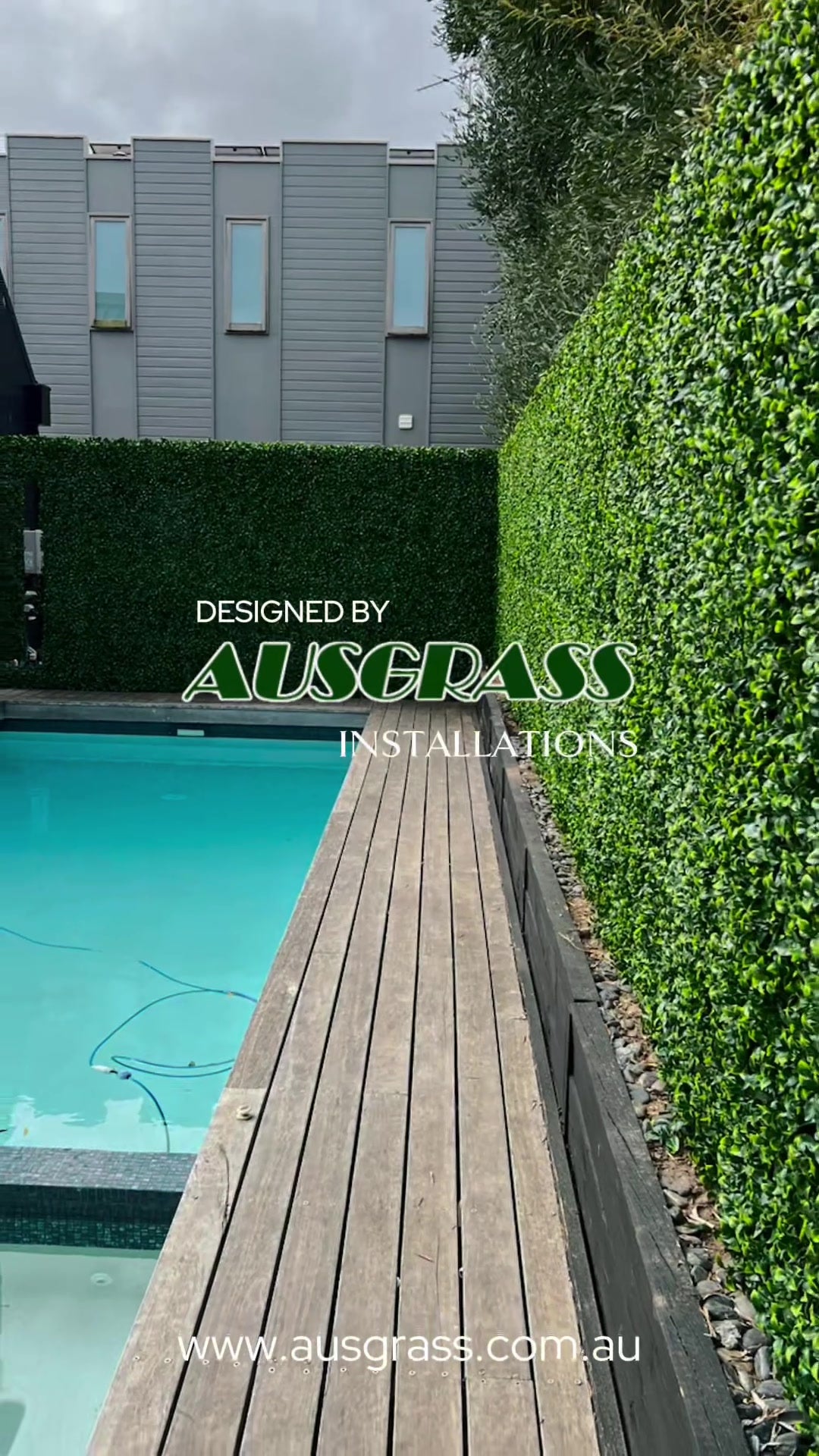 swimming pool fake hedge