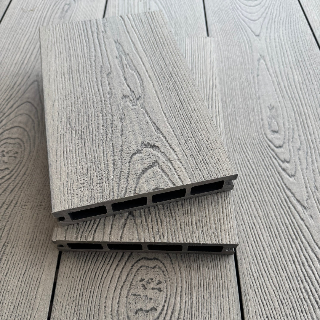 silver grey oak composite decking