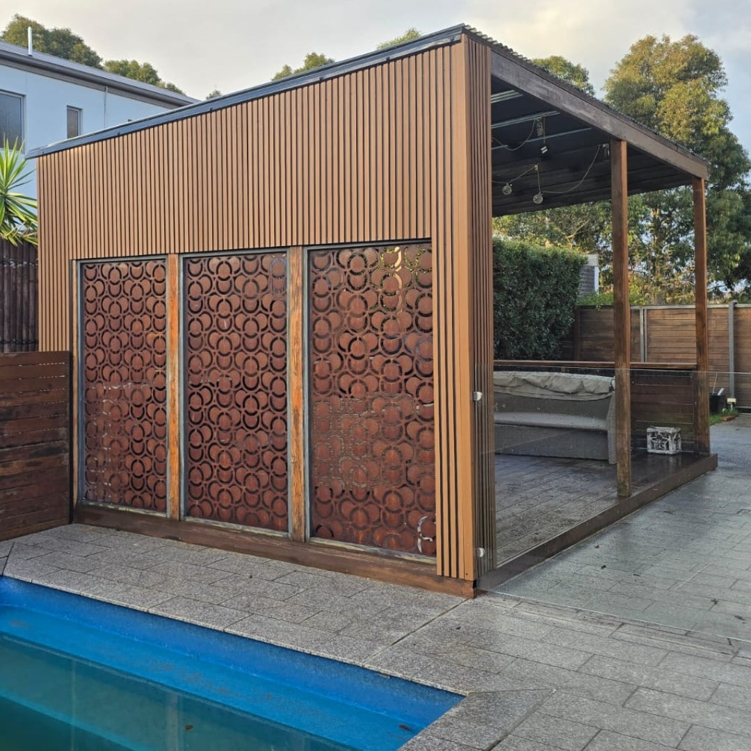 brown teak outdoor strip cladding