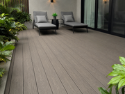 wilderness brown composite decking installed in apartment courtyard