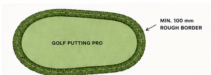Golf Putting Pro surrounded by longer landscaping turf rough with a minimum 100 millimetre border