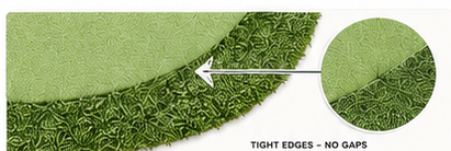 Putting green and artificial grass rough fitted tightly together with no visible gap